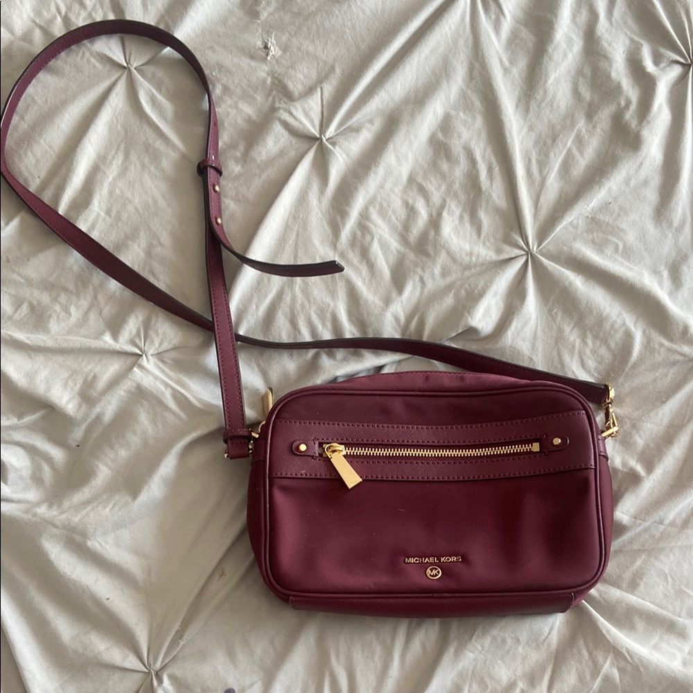 Michael Kors Wine Crossbody Bag with Gold Details
